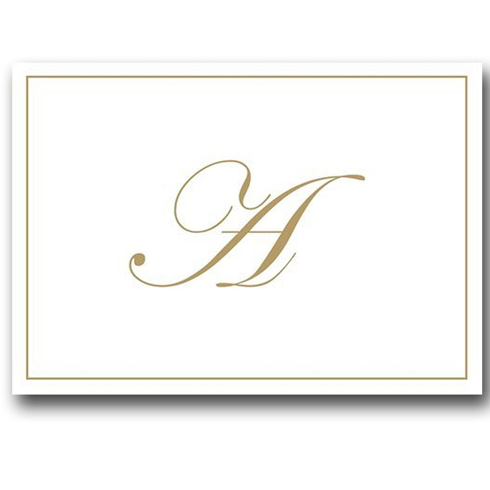 Gold Embossed Initial Note Cards Letter A Boxed Set of 8