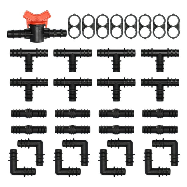 33Pcs Irrigation Fitting Kit 1/2inch Tubing Set with 8 8Shape Plug 8