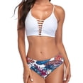 thumbnail image 3 of Jacenvly 2024 Bikinis for Juniors 2 Piece Breathable Fashionista Lady Containing Chest Pad Solid Bikini Set Two Piece Swimsuit Tropical New Style Beach Bikini Wrap White, 3 of 9