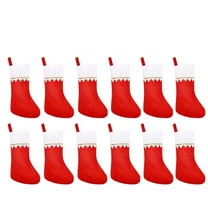 MOUDUO Home Ornament 12 Pack 15 Inches Red and White Christmas Stockings Hanging Ornaments White with Gold Trim Christmas Stockings for Family Christmas Holiday Decorations Home Decor