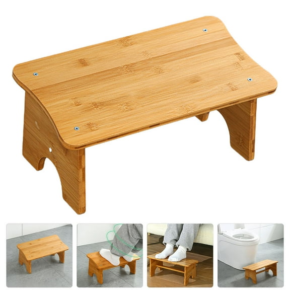 KONTONTY 1Pcs Chocolate Step Stool for Home Use Solid Wood Nonslip Design