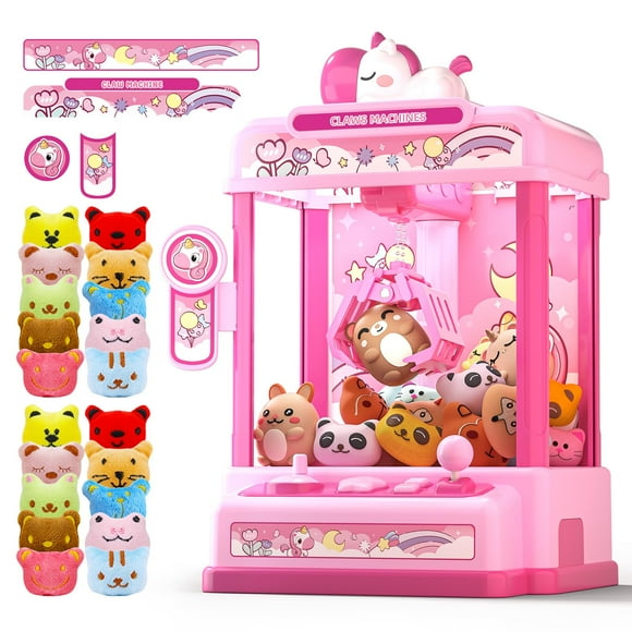 Skirfy Machines à Griffes pour Enfants de 6 Ans et Plus, Mini Distributeurs Automatiques Jouets Licornes pour Filles avec Son & 20 Mini Jouets en Peluche, Jeu d'Arcade Jouet d'Intérieur pour Fête à la Maison Anniversaire