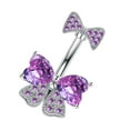 thumbnail image 2 of Belly Button for Women Body Piercing Bow Stainless Steel Statement Long Bar, 2 of 9