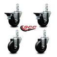 thumbnail image 2 of 3.5 Inch Hard Rubber Wheel Swivel 3/4 Inch Square Stem Caster Set 2 Brakes SCC, 2 of 2