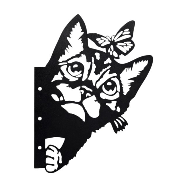 Silueta de adorno de jardín multifuncional con recorte de metal 2D de Peeping Gato