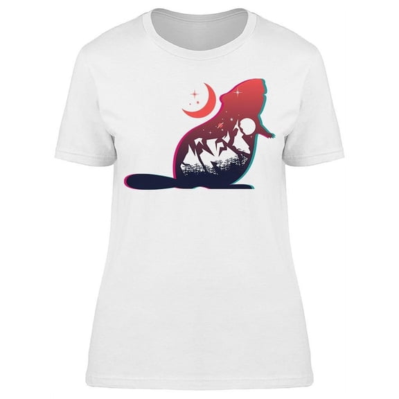 Beaver And Night Mountain T-Shirt Women -Image by Shutterstock, Female x-Large