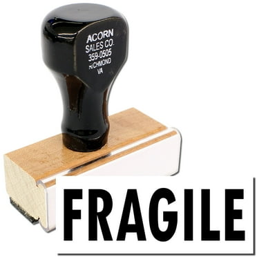 Postal Fragile Rubber Stamp, Wooden Handle Rubber Stamp, Laser Engraved Dies, Impression Size 1/2" x 1-1/2”, Uses a Separate Stamp Pad