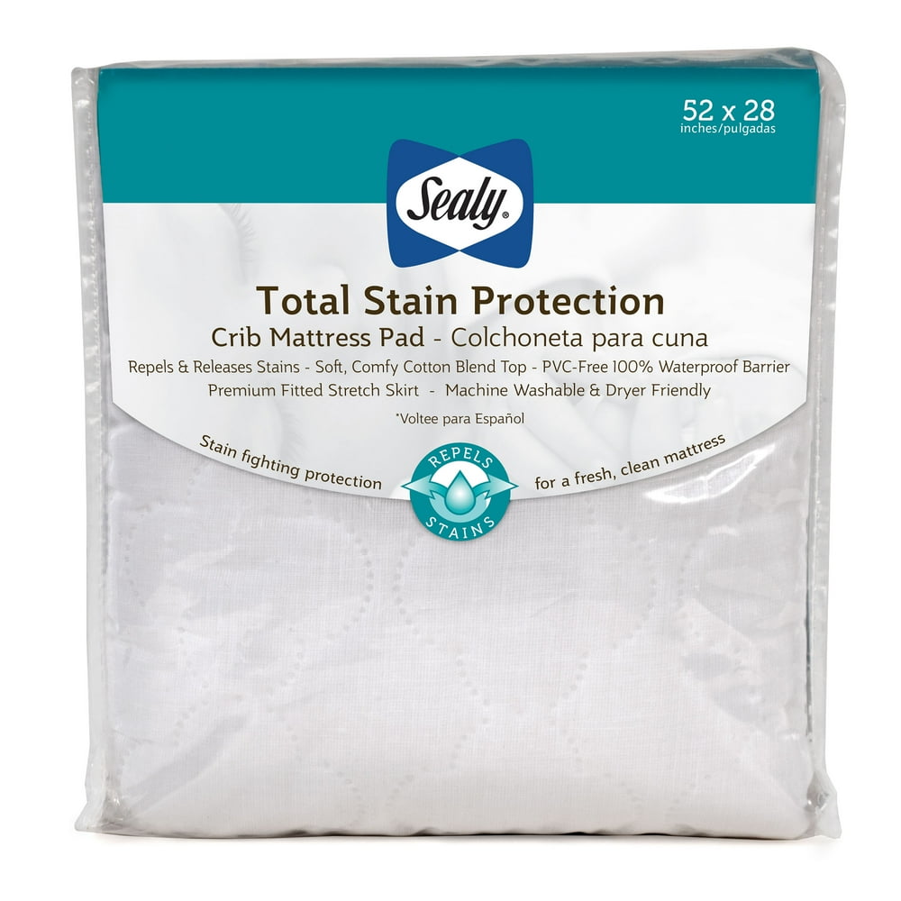 Sealy Total Stain Protection Waterproof Crib and Toddler Mattress Pad