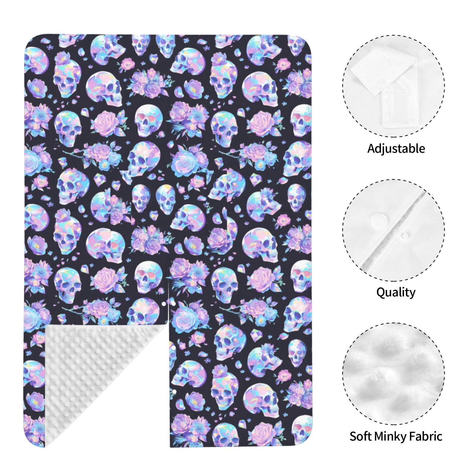 Naloa Blue Skull Flower Baby Car Seat Cover, Breathable Baby Carrier Cover, Multiuse Baby Carrier Cover & Nursing Breastfeeding Cover