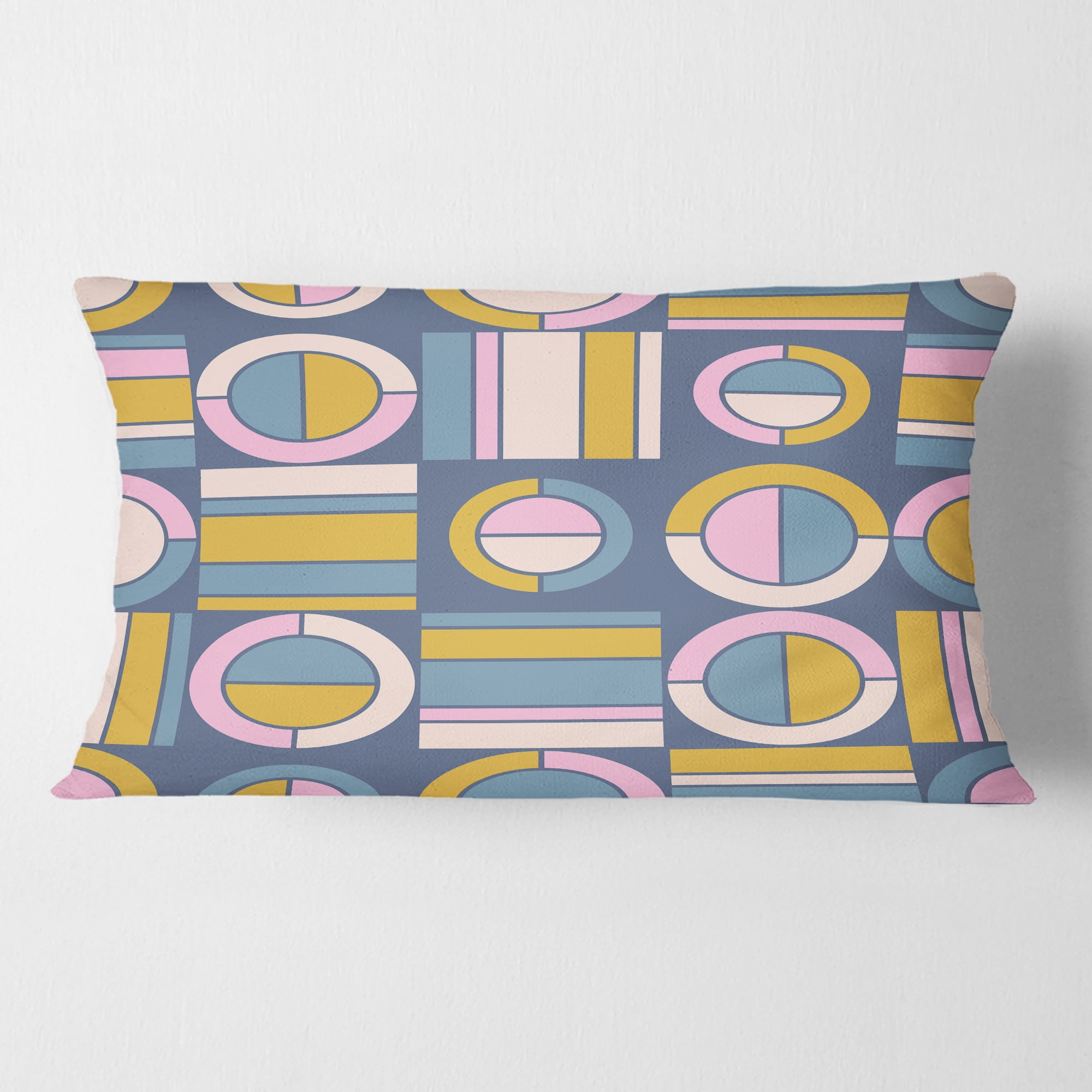 Designart Retro Circular Design I' Mid-Century Modern Throw Pillow - 12x20