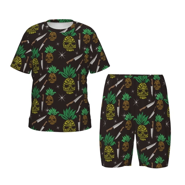 Balery Pineapples Conjunto de Pijama Infantil de Manga Corta con Estampado – Ropa de Dormir de Algodón Suave-4X-Large