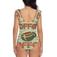 thumbnail image 5 of Uemuo Retro Cover For Coffee Pattern Women's Tummy Control Swimsuits Slimming One Piece Bathing Suit Ruffle V Neck Swimwear-Medium, 5 of 8