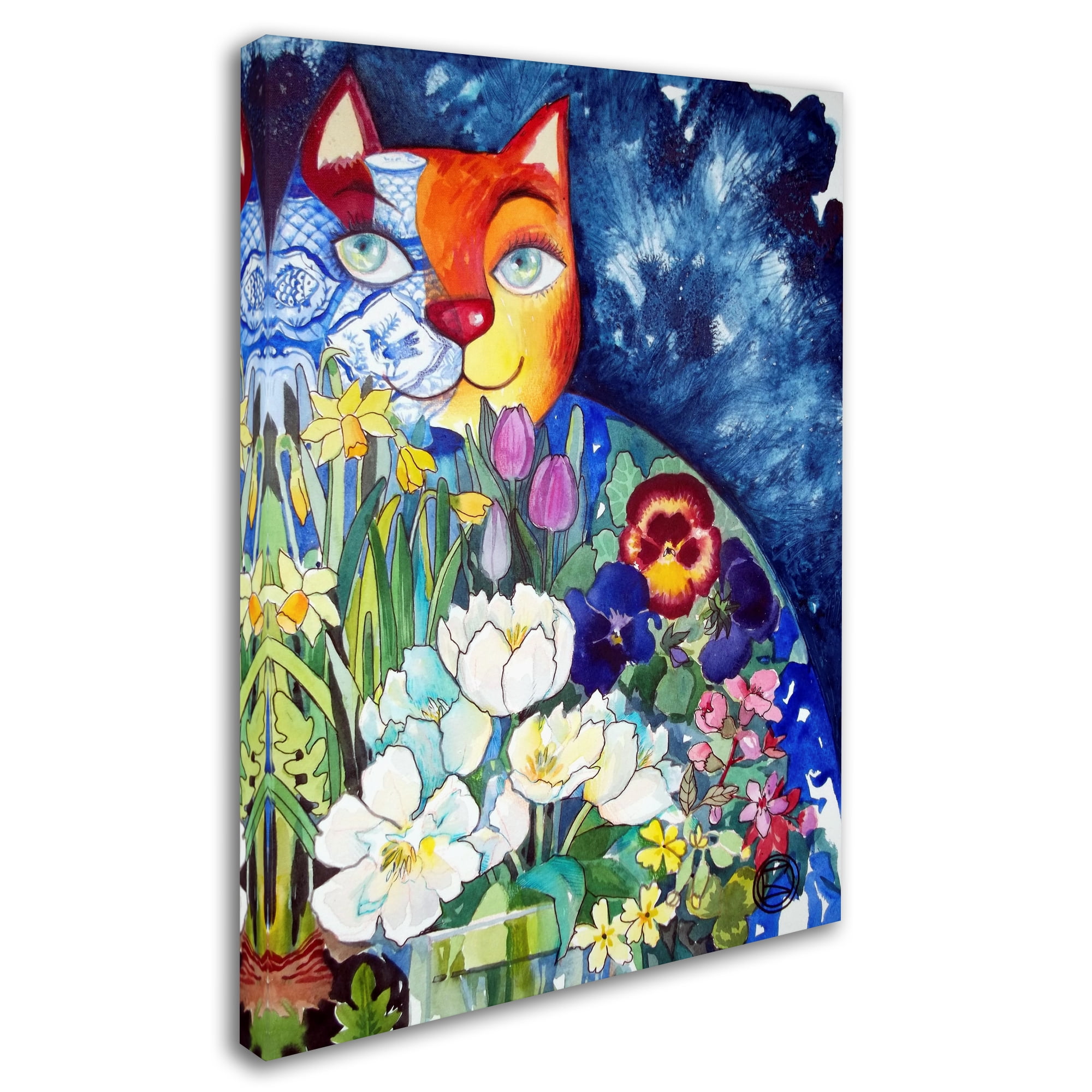 Trademark Fine Art 'Spring Cat' Canvas Art by Oxana Ziaka