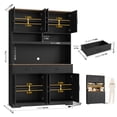 thumbnail image 6 of Hiphuta Farmhouse Kitchen Pantry Storage Cabinet, 75”H Freestanding Hutch with 8 Doors and 2 Drawers for Dining and Living Room, Black, 6 of 7