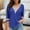 Blue, variant on Abtuhar Women 3/4 Sleeve Tops Solid V Neck Standard Hem Soft Fabric Fall Shirts