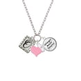 thumbnail image 2 of Delight Jewelry Silvertone Pebble Border Initial - O - Light Pink Heart Nurse Strong Zoe Necklace, 2 of 4