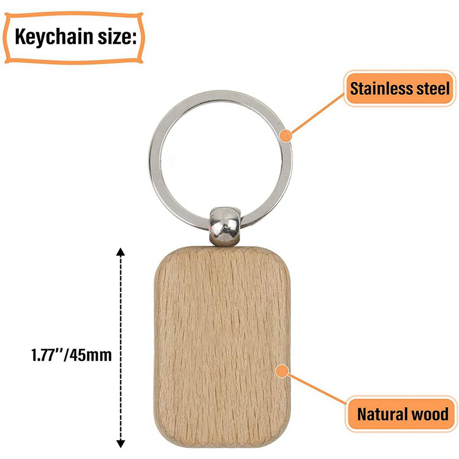 80Pcs Blank Wooden Wooden Keychain DIY Wooden Keychain Key Tag Anti-Lost Wood Accessories Gift