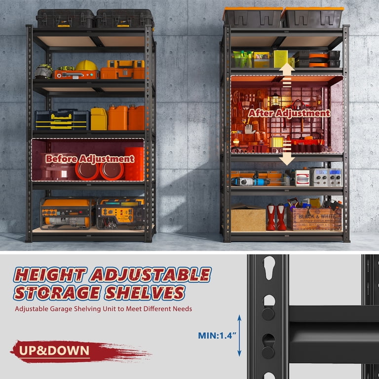 Tool-free Assembly Rack EAZILIFE 5 Tier Heavy Duty Boltless Garage ...
