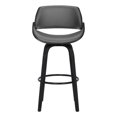 thumbnail image 2 of 30 Inch Leatherette and Wooden Swivel Barstool, Black and Gray - Saltoro Sherpi, 2 of 5