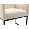 thumbnail image 6 of Guyou Modern Linen Upholstered Dining Chairs Set of 2, Kitchen Chairs with Arm and Black Finish Metal Frame, Accent Armchair with back for Living Room Dining Room Bedroom Reception Room, Cream, 6 of 9