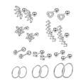 thumbnail image 2 of 10 Pares Piercing Aretes Oreja Cartílago Acero Inoxidable Xtellar plateado, 2 of 3