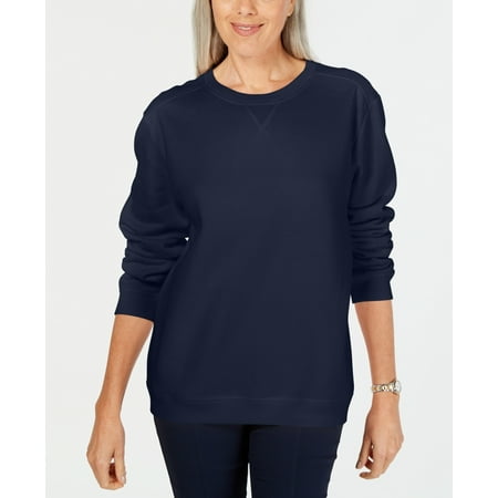 Karen Scott Women's Crewneck Fleece Sweatshirt Blue Size Petite S