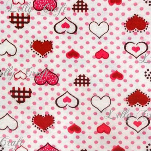 Flannel Hearts Red With Dots 45 Inch Fabric By The Yard - Walmart.com