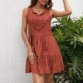 thumbnail image 5 of Womens Summer Dresses Casual Spring 2025 Sleeveless A-Line Tiered Swing Mini Dress Lace Beach Vacation Sundress, 5 of 6