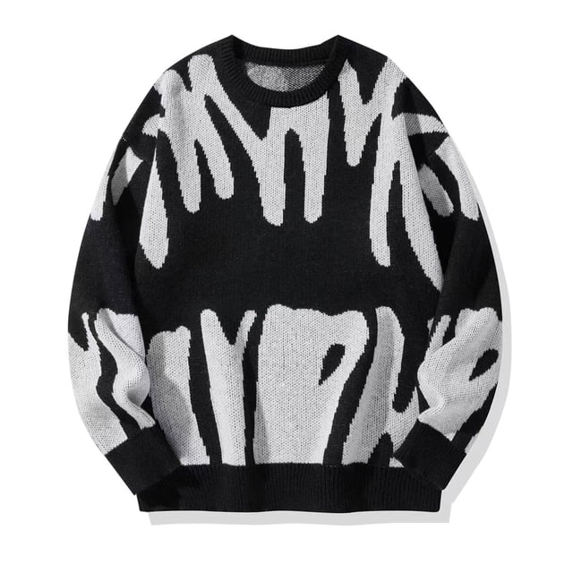 RKSTN Chandail pour Hommes, Imprimé Rétro Unique, Couleur Unie, Manches Longues, Col Rond, Coupe Décontractée, Chandail Simple et Confortable, Style Automne Hiver