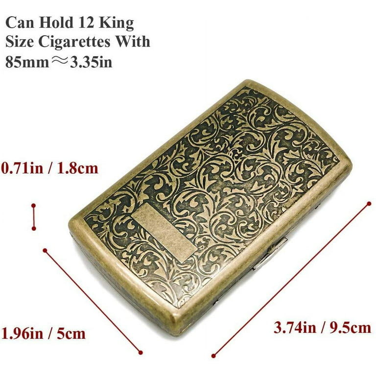 Cigarette Case Box Metal Retro King Size Double Sided Open Pocket Vintage  Golden