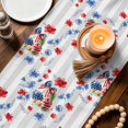 thumbnail image 3 of 4th of July Table Runner 72 Inches, Independence Day Floral Grey Striped Bed Runner Dresser Scarves Tabletop for Indoor Outdoor Parties/Ceremony/Banquet, 14" x 72", 3 of 9