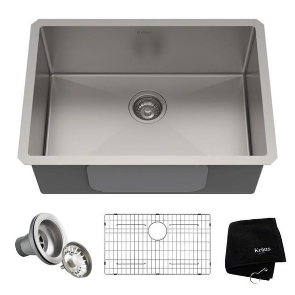 Kraus USA KHU100-26 Standart Pro 26 Undermount Single Bowl Stainless Steel Kitchen Sink with Noisedefend Soundproofing