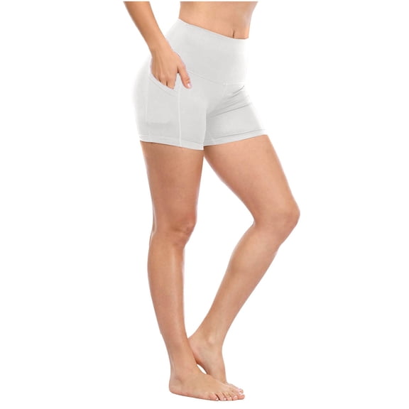 Women's Biker Shorts High Waist High Elasticity Cycling Plus Yoga Shorts with Pocket Gym Workout Running Shorts