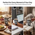 thumbnail image 4 of Topadorn Blue Floral Patchwork Ceramic Travel Mug, 17oz, Diamond Quilt Print, Spill-Resistant Lid, Microwave/Dishwasher/Oven Safe, Gift Boxed, 4 of 12