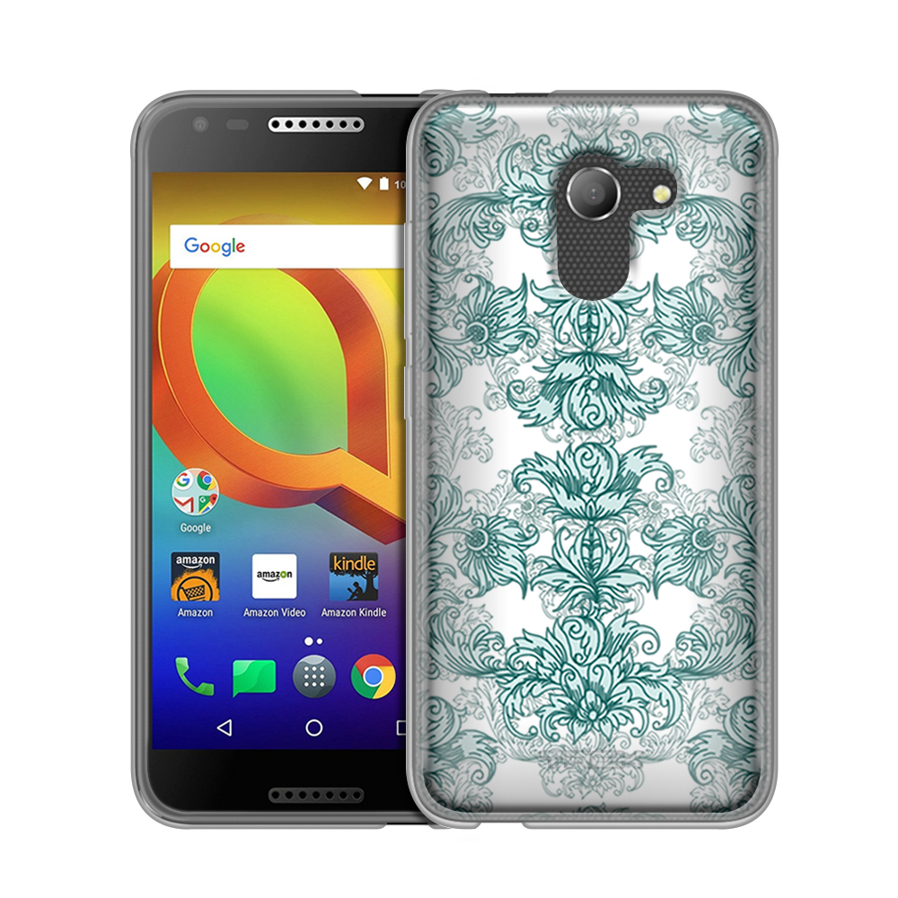 TMobile REVVL Elegant Teal Floral Lace on White Case