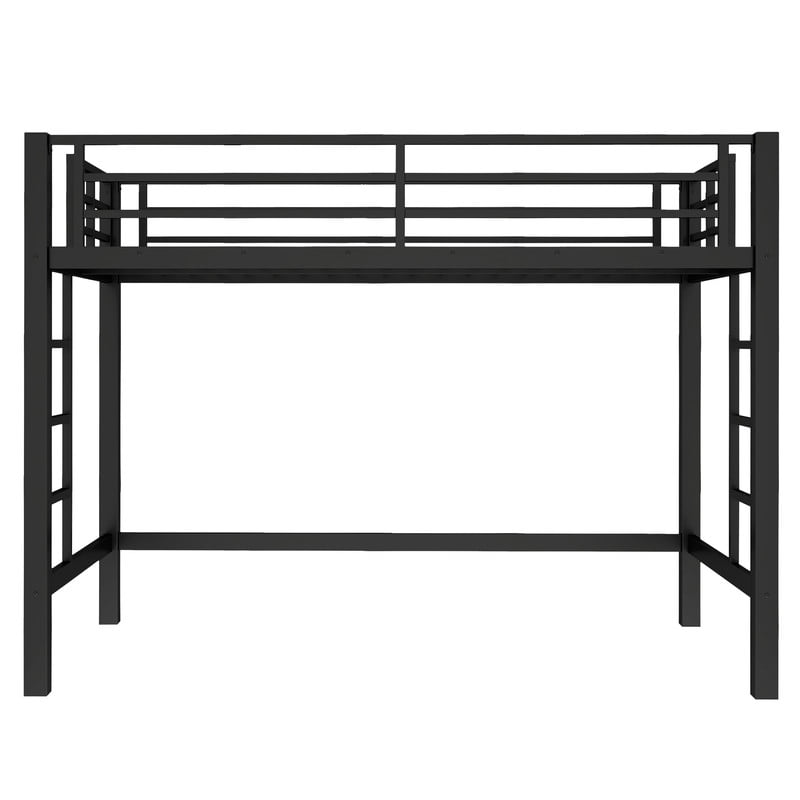 Bellemave Metal Twin XL Loft Bed, Heavy Duty Loft Bed Frame with 2 Build in Ladder and Full Length Guardrail, Loft Beds Twin XL with Large Under-Bed Space, Easy to Assemble-Black