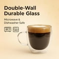 thumbnail image 5 of Double Walled Coffee Cups Glasses Mugs 9oz Set of 4 | Heat Resistant Borosilicate Clear Glass Espresso Latte Cappuccino Tea Cups with Handle | Insulated Glass Coffee Mugs Ideal for Gifting, 5 of 7