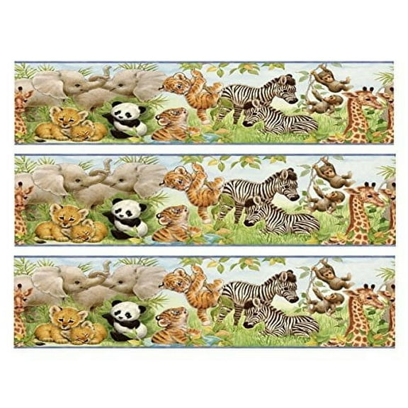 Baby shower Jungle Animals Designer Strips Edible Cake Side Toppers (3 Strips)