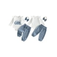 thumbnail image 2 of RUINIXCW Newborn Baby Girl Daddy's Girl Outfit Infant Baby Girls Spring Fall Winter Clothes Ribbed Long Sleeve Romper Floral Corduroy Pants Headband Set, 2 of 9
