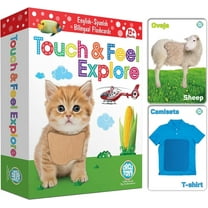 My Touch and Feel English Spanish Bilingual Picture Double Sided Sensory Flash Cards for Infant, Toddlers, Kids, Learn Animals, Fruits, Objects and Vehicles, Fun Learning and Educational Flashcards