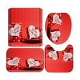 thumbnail image 2 of Shower Curtain 4-piece Set for Valentine & Mothers Day Carpet Mat Bathroom   Romantic 3D Digital Printing and Heart Pattern, 2 of 9