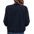 thumbnail image 6 of JGGSPWM Bomber Jacket for Women Casual Button Down Lightweight Fall Fashion Solid Long Sleeve Stand Collar Baseball Jacket with Pockets Blue XL, 6 of 6