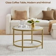 thumbnail image 4 of COCOKUN Gold Glass Coffee Table for Living Room, 27.6" Round Glass Coffee Table with Metal Frame, Circle Coffee Table for Home, Office, Apartment, 4 of 8