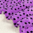 thumbnail image 2 of Luxurious Ultra Soft Throw Blanket with Super Cozy Sherpa on backside, Purple w/ Black Polka Dots 50”x 61”, 2 of 3