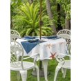 thumbnail image 3 of Outdoor Tablecloth with Umbrella Hole for Patio/Picnic/Party/Camping, Colorful Starfish Coastal Waterproof Table Cloth Round Cover Washable, Summer Coral Nautical (Dia 60"), 3 of 8