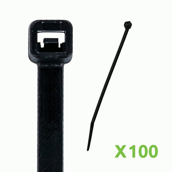 NavePoint 8 Inch Nylon UV Resistant Cable Wire Zip Tie 50 lbs - Black 100 Pack Lot Pcs Qty