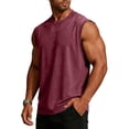 thumbnail image 3 of Men's Vintage Washed Tank Top - Soft Cotton Sleeveless Muscle Shirt with Contrast Binding, Distressed Casual Vest for Gym & Streetwear Wine XXL, 3 of 6
