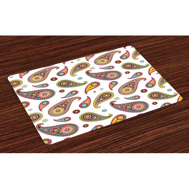 Paisley Placemats Set of 4 Vintage Persian Paisley Patterns on Plain