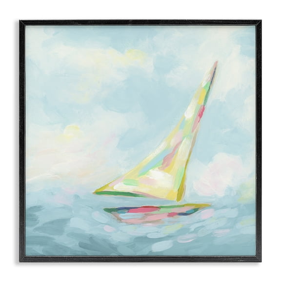 Stupell Industries Contemporary Modern Pastel Sailboat Black Framed Giclee Art, 24 x 24, by June Erica Vess