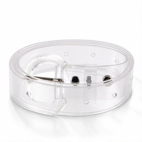 Clear Transparent Waist Belt for Women with Stylish Circular Buckle, Adjustable Waist Strap, Fashionable and Accessory